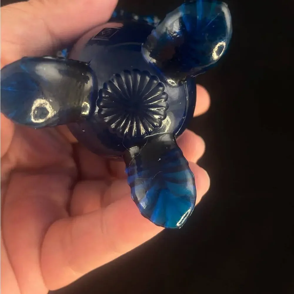 Boyd Art Glass Forget Me Knot Toothpick Holder Cobolt Blue